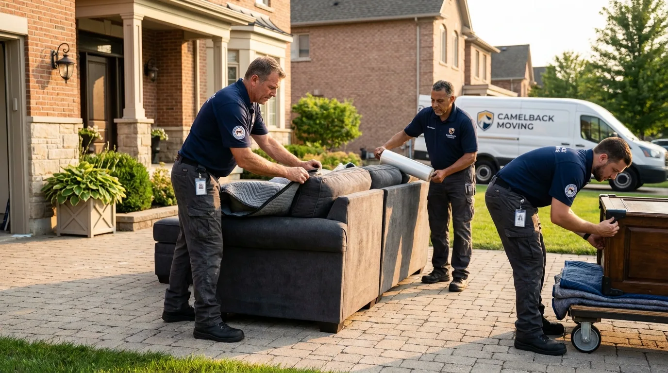 Large estate moving crew wrapping furniture in Oakhurst, OK